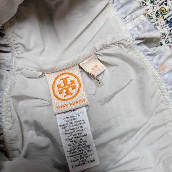 Tory Burch Love Floral Costa Bandeau Smocked Bikini Set Size M Strapless Ruched - Picture 12 of 12